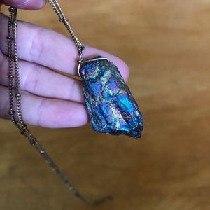 Long rainbow stone pendant necklace ✧